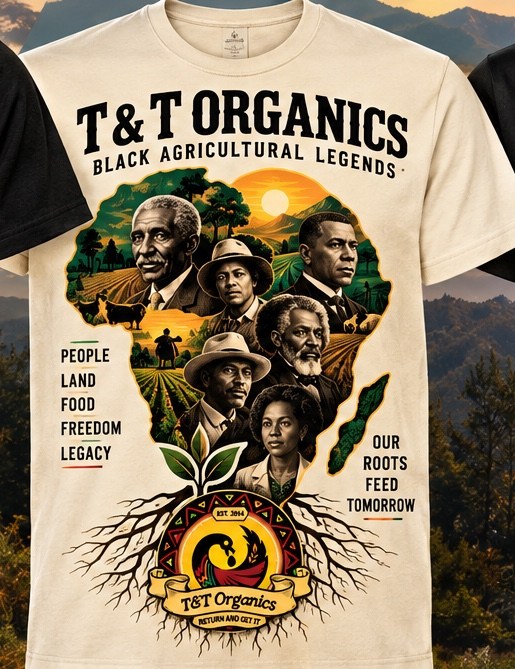 Cream Africa Connection T-shirt concept with an Africa-shaped landscape, portrait collage and roots.