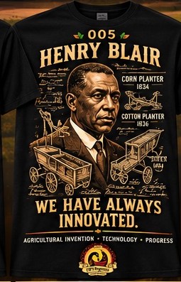 Number 005 T-shirt concept labeled Henry Blair and We Have Always Innovated.
